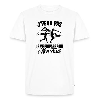 Je peux pas je me prépare pour mon trail - T-shirt Premium bio Homme - blanc - Devant - Nico (187cm)