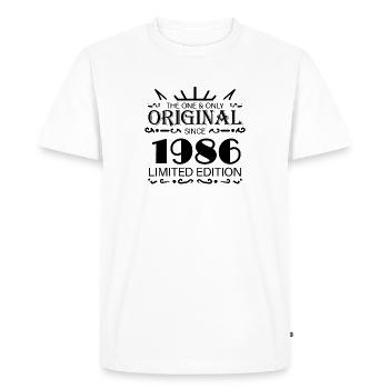 1986 - Année de construction 1986 - Né en 1986 - T-shirt Premium bio Homme - blanc - Devant - Nico (187cm)