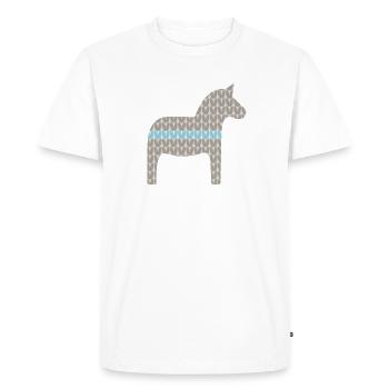 Dala Horse Knitting Pattern Scandinavian Christmas - Men's Premium Organic T-Shirt - white - Front - Nico (187cm)