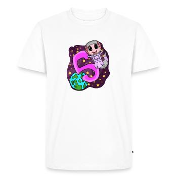 5 Anniversaire Axolotl - 5 ans - J’ai 5 ans - T-shirt Premium bio Homme - blanc - Devant - Nico (187cm)