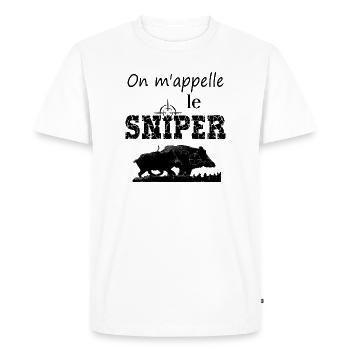 Sanglier chasse silhouette gibier chasseur animal  - T-shirt Premium bio Homme - blanc - Devant - Nico (187cm)