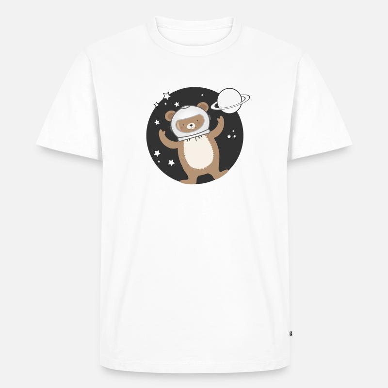 niedlicher Astronauten Bär im comic Stil - Männer Premium Bio T-Shirt - Weiß