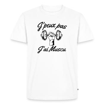musculation, muscu, fitness - T-shirt Premium bio Homme - blanc - Devant - Nico (187cm)