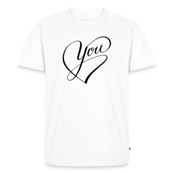 Je t’aime cœur Je t’aime - T-shirt Premium bio Homme - blanc - Devant - Nico (187cm)