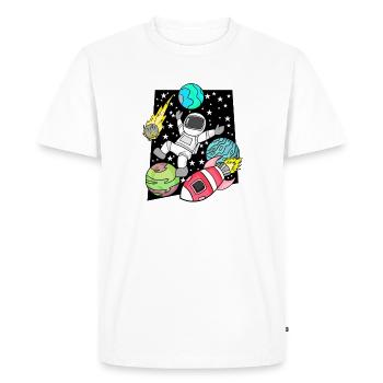 Garçon astronaute dans l’espace avec des fusées - T-shirt Premium bio Homme - blanc - Devant - Nico (187cm)