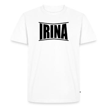 t-shirt Irina idée cadeau t-shirt - T-shirt Premium bio Homme - blanc - Devant - Nico (187cm)