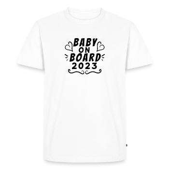 Baby 2023 - Birth Pregnant 2023 Pregnancy - Men's Premium Organic T-Shirt - white - Front - Nico (187cm)