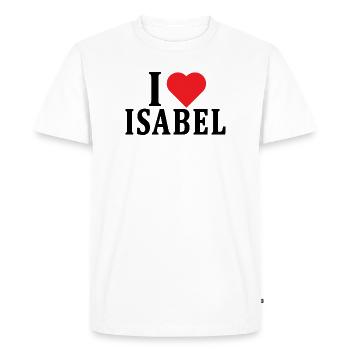 t-shirt J’adore Isabel idée cadeau t-shirt - T-shirt Premium bio Homme - blanc - Devant - Nico (187cm)