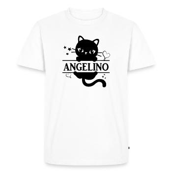 t-shirt Angelino t-shirt chat cadeau idée chat chat - T-shirt Premium bio Homme - blanc - Devant - Nico (187cm)