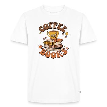 Café et livres - T-shirt Premium bio Homme - blanc - Devant - Nico (187cm)
