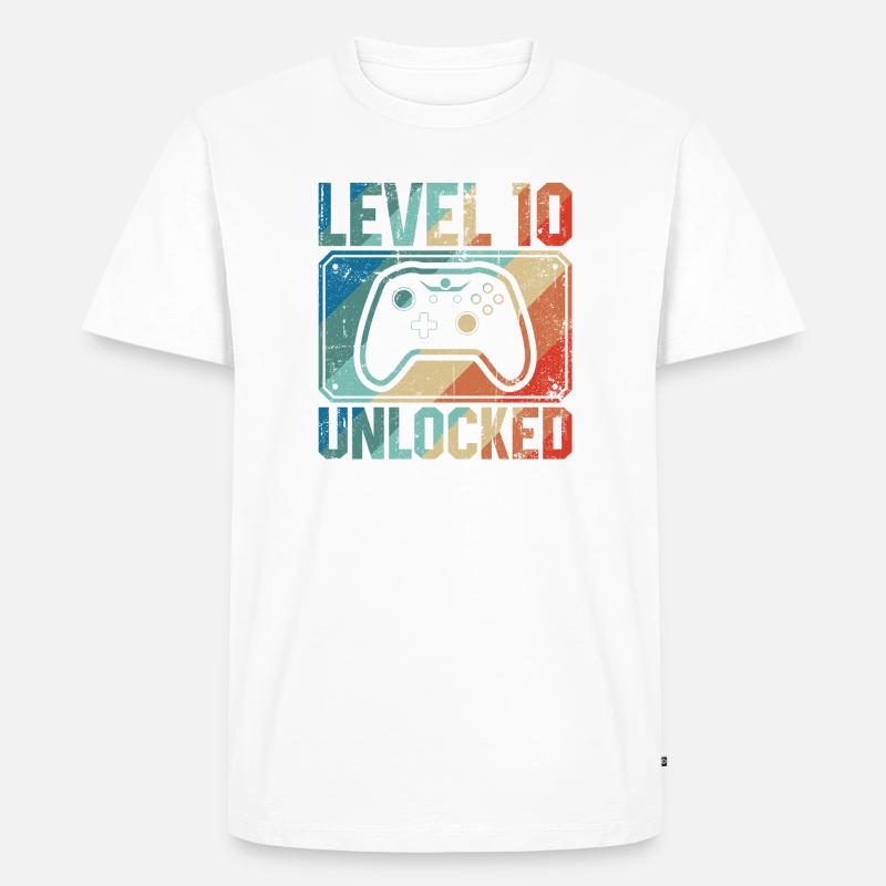 Level 10 freigeschalteter Controller - Männer Premium Bio T-Shirt - Weiß