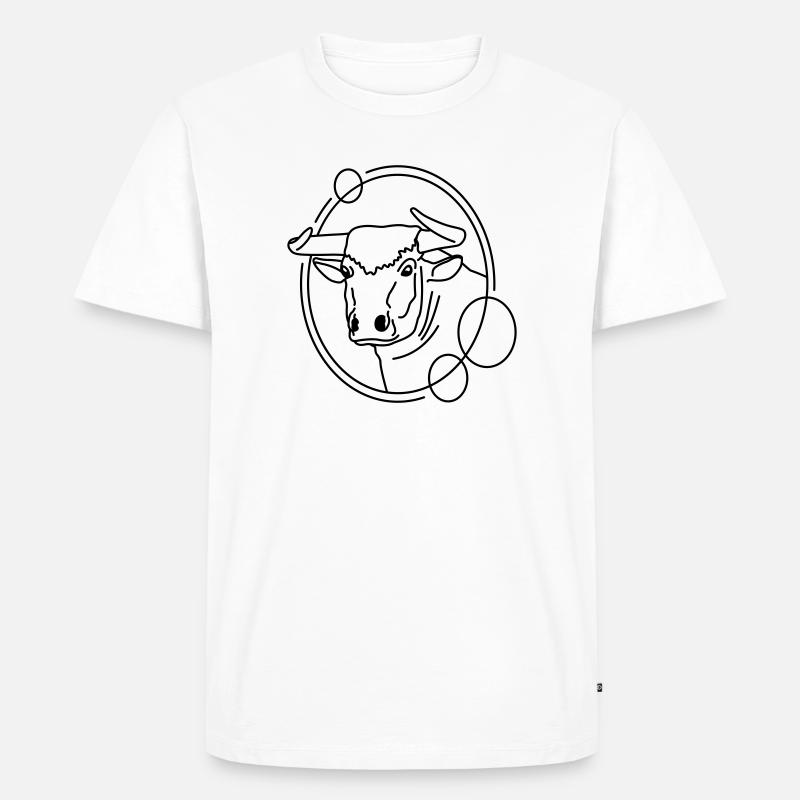 Stier in geometrischer Form - Line-Art-Design - Männer Premium Bio T-Shirt - Weiß