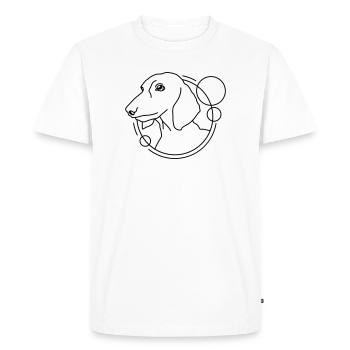 Teckel en forme géométrique - Design d’art au trait - T-shirt Premium bio Homme - blanc - Devant - Nico (187cm)