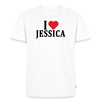 t-shirt J’aime Jessica idée cadeau t-shirt - T-shirt Premium bio Homme - blanc - Devant - Nico (187cm)