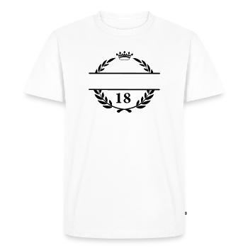 Bannière de nom Lauwerkrans avec le numéro 18 - T-shirt Premium bio Homme - blanc - Devant - Nico (187cm)