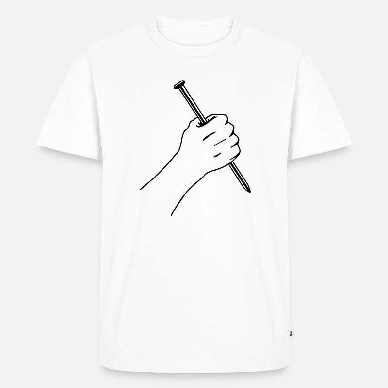 Großer Nagel in Faust - Männer Premium Bio T-Shirt - Weiß