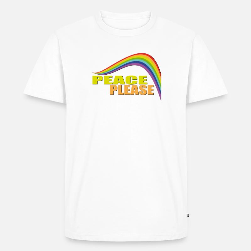 PEACE PLEASE with Rainbow - Männer Premium Bio T-Shirt - Weiß