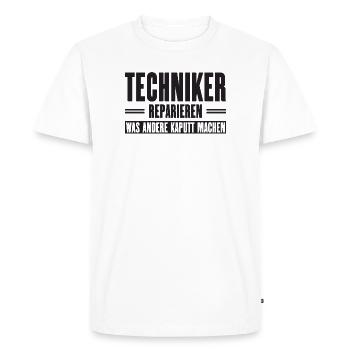 Slogan de soutien technicien de service pour les artisans - T-shirt Premium bio Homme - blanc - Devant - Nico (187cm)