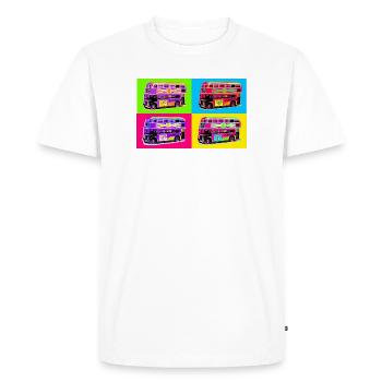 Bus Londres Pop Art Arc-en-Cirque - T-shirt Premium bio Homme - blanc - Devant - Nico (187cm)