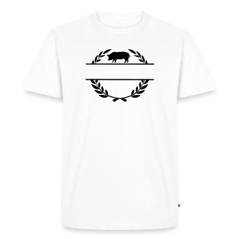 Proud of the farmer's pig - Men's Premium Organic T-Shirt - white - Front - Nico (187cm)
