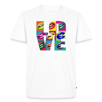 Multicolored Pop Art Lips - Men's Premium Organic T-Shirt - white - Front - Nico (187cm)