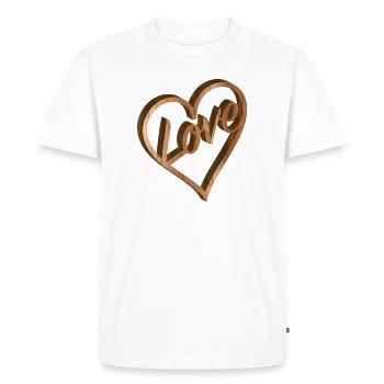 Soulagement Heart Love en bois look pour la Saint-Valentin - T-shirt Premium bio Homme - blanc - Devant - Nico (187cm)