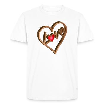 Soulagement du cœur en bois look pour la Saint-Valentin - T-shirt Premium bio Homme - blanc - Devant - Nico (187cm)