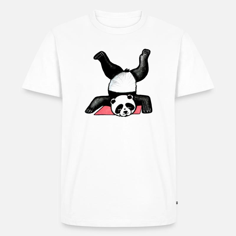 Panda Akrobat auf Matte - Männer Premium Bio T-Shirt - Weiß