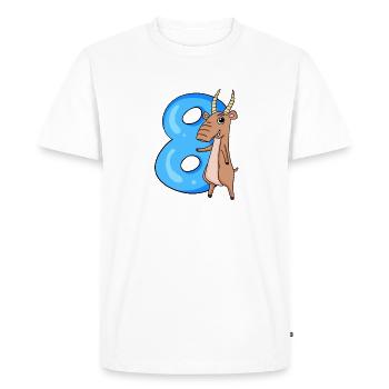 8 ans - 8ème anniversaire avec motif animal - T-shirt Premium bio Homme - blanc - Devant - Nico (187cm)