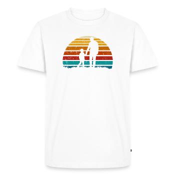 Silhouette Coucher de soleil : Père et enfant - T-shirt Premium bio Homme - blanc - Devant - Nico (187cm)