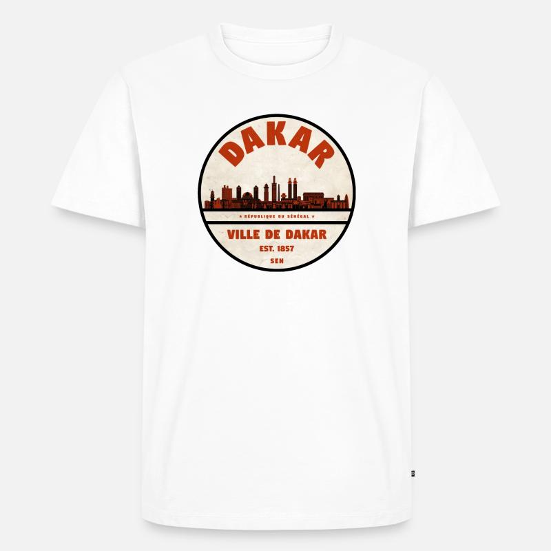 Dakar Skyline Retro-Emblem - Männer Premium Bio T-Shirt - Weiß