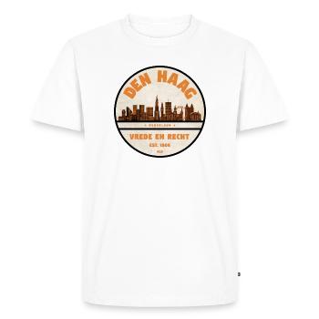 Le logo vintage de La Haye Skyline - T-shirt Premium bio Homme - blanc - Devant - Nico (187cm)