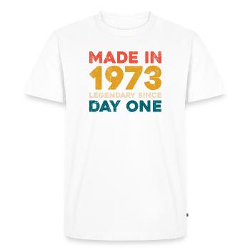 T-shirt Legacy fabriqué en 1973 - T-shirt Premium bio Homme - blanc - Devant - Nico (187cm)