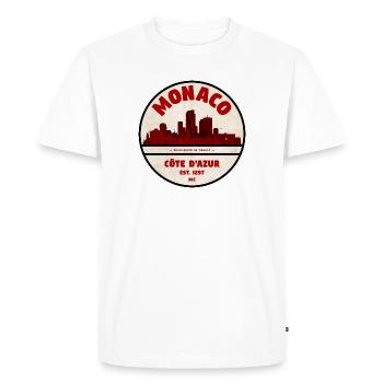 Monaco Côte d’Azur Vintage Skyline - T-shirt Premium bio Homme - blanc - Devant - Nico (187cm)