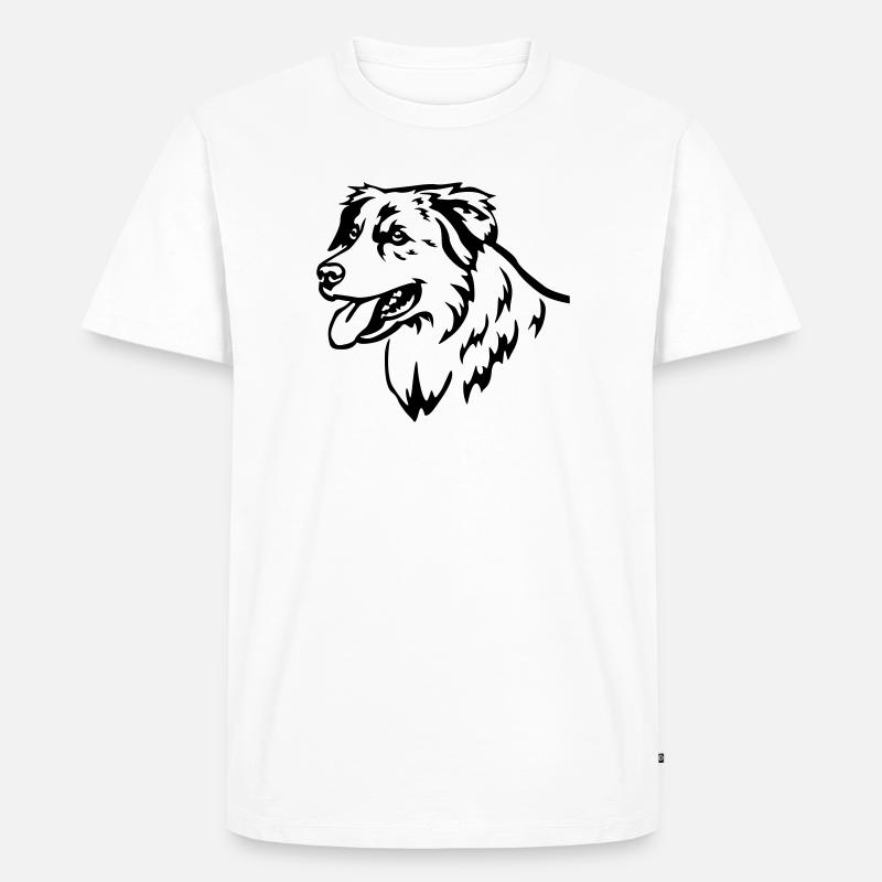 Australian Shepherd Kopf - Männer Premium Bio T-Shirt - Weiß
