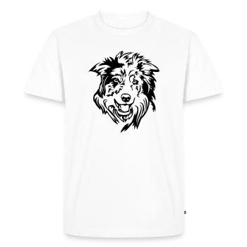 Border Collie Head - Men's Premium Organic T-Shirt - white - Front - Nico (187cm)
