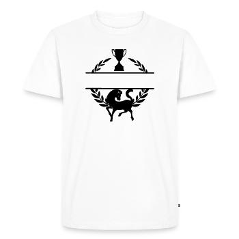 Horse in laurel wreath with cup - Men's Premium Organic T-Shirt - white - Front - Nico (187cm)