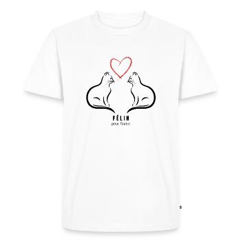 Félin pour l autre Noir - T-shirt Premium bio Homme - blanc - Devant - Nico (187cm)