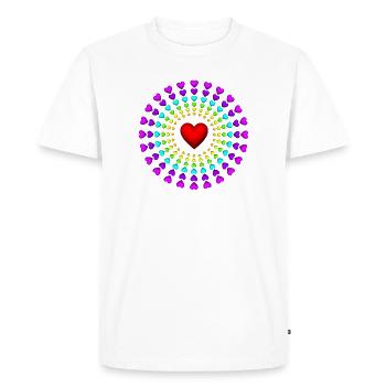 Cœur Cercle Radial de Cœurs Arc-en-ciel - T-shirt Premium bio Homme - blanc - Devant - Nico (187cm)