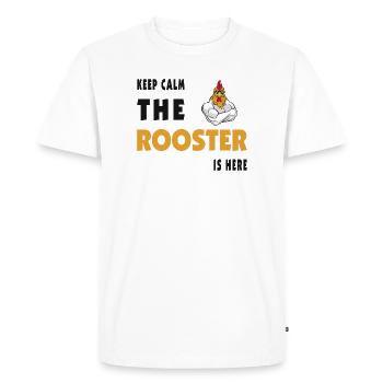 Keep Calm The Rooster Is Here - Men's Premium Organic T-Shirt - white - Front - Nico (187cm)