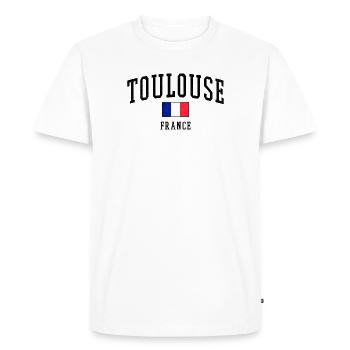 Drapeau Toulouse France - T-shirt Premium bio Homme - blanc - Devant - Nico (187cm)