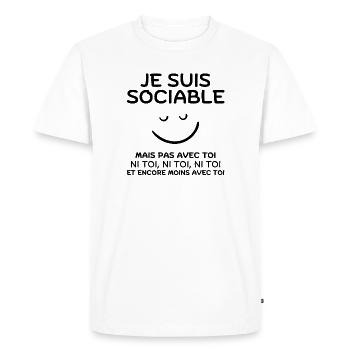 sociable, pas du matin, grincheux le matin - T-shirt Premium bio Homme - blanc - Devant - Nico (187cm)