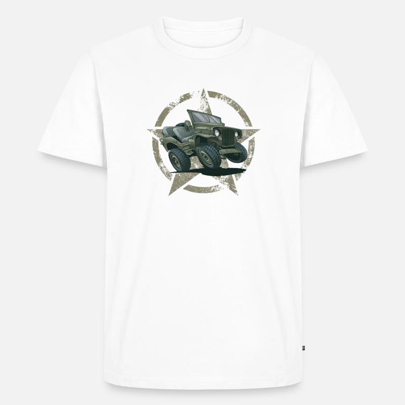 Willys MB Offroader 4x4 STAR Oldtimer Us Army - Männer Premium Bio T-Shirt - Weiß