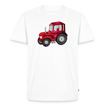 red 3D tractor for tractor and farm fans - Men's Premium Organic T-Shirt - white - Front - Nico (187cm)