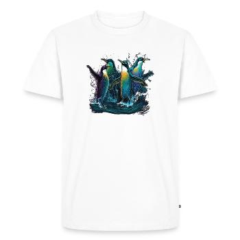 Pingouins dans l’eau - T-shirt Premium bio Homme - blanc - Devant - Nico (187cm)