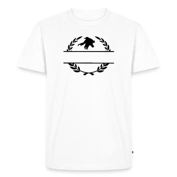 Judo throw in laurel wreath - Men's Premium Organic T-Shirt - white - Front - Nico (187cm)