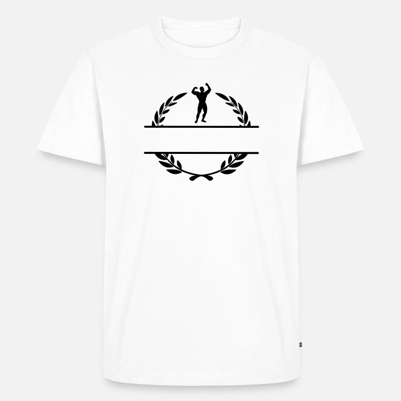 Bodybuilder im Lorbeerkranz - Männer Premium Bio T-Shirt - Weiß