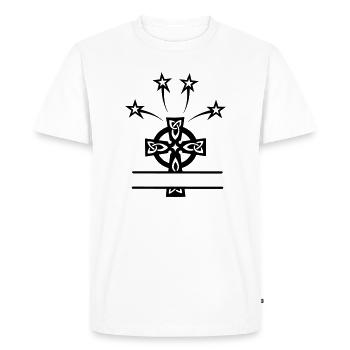 Monogramme croisé celtique avec quatre étoiles - T-shirt Premium bio Homme - blanc - Devant - Nico (187cm)