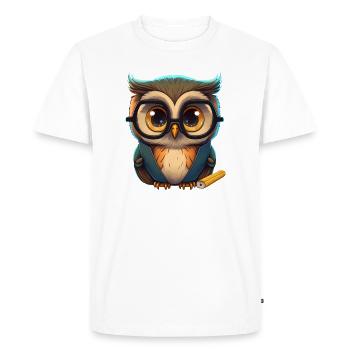 Cunning owl with glasses - Men's Premium Organic T-Shirt - white - Front - Nico (187cm)
