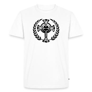 Couronne de laurier croix celtique - T-shirt Premium bio Homme - blanc - Devant - Nico (187cm)